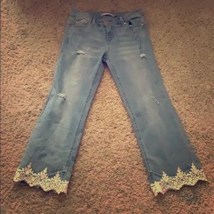 Blue printed jeans
